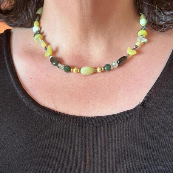 Carolyn Pollack Serpentine/Prehnite Bead Necklace 17"-20" & Dangle Earrings Set - Picture 1 of 10